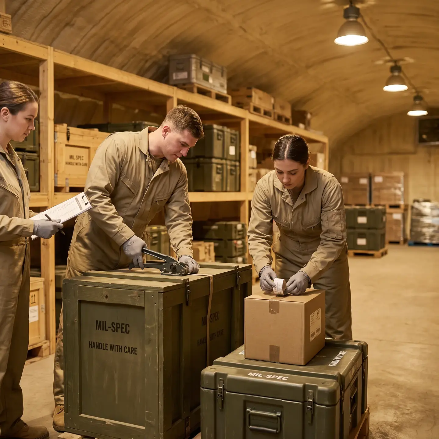 Military crates packing logistics