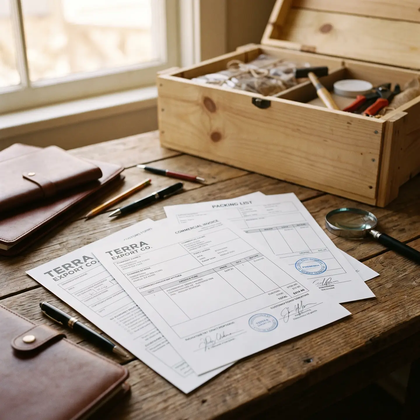 Export documents on table