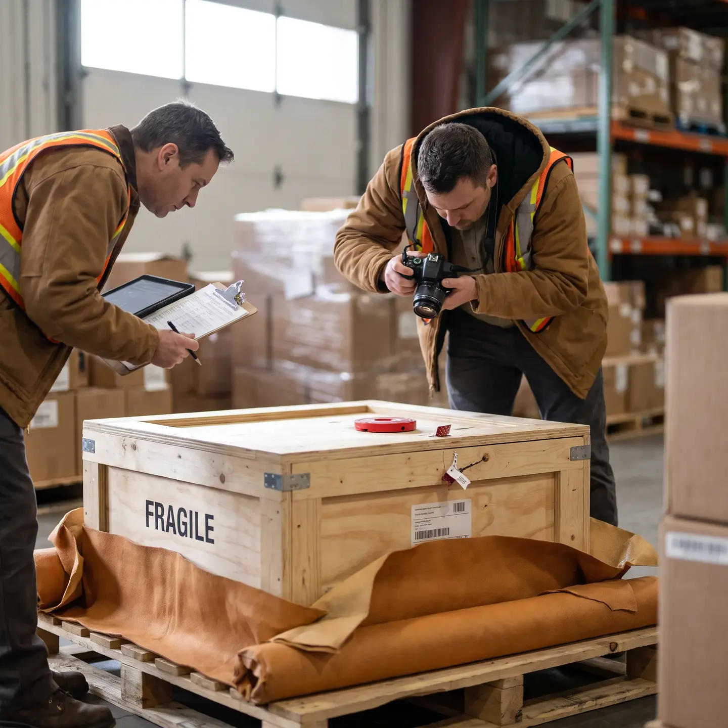 Shipment crate arrival inspection