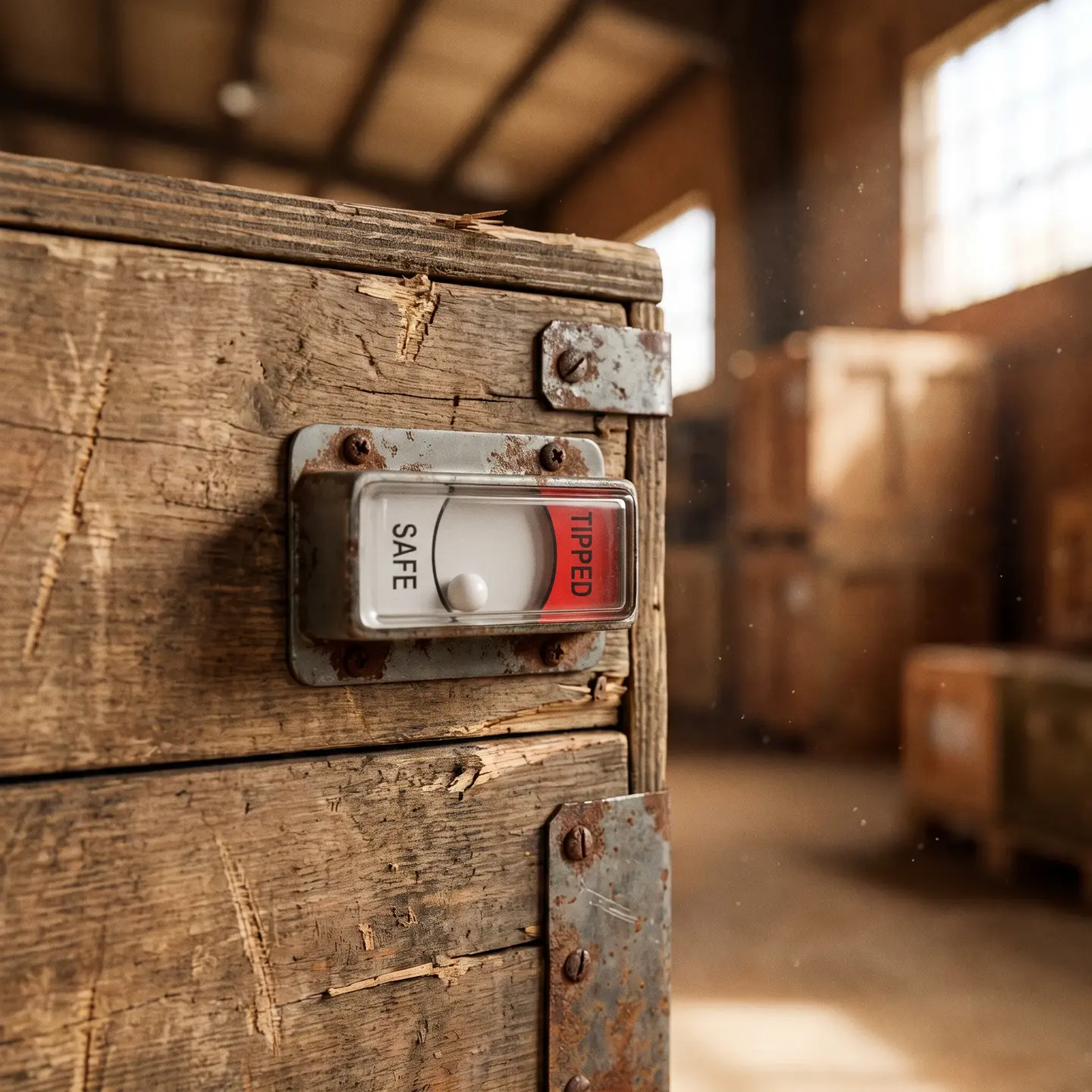 Tip indicator clear window crate